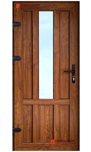 Входная ПВХ дверь "Кластон 2" – пластиковая дверь с ламинацией и стеклопакетом.