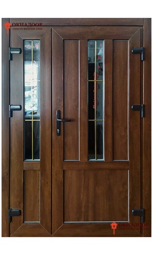 Входная ПВХ дверь Ветразь дабл – пластиковая дверь с двумя створками для дома