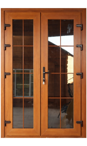 Входная пвх дверь "Фулпакет шпрос" двустворчатая