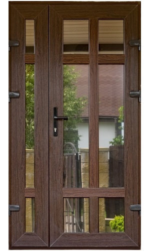 Входная ПВХ дверь "Дабл Дуб" с ламинированным покрытием под дуб