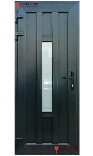 Входная ПВХ дверь "Лайн блэк" – стильная и прочная дверь с матовым черным покрытием и отличной теплоизоляцией.