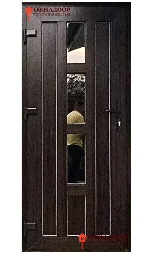 Входная ПВХ дверь "Инди Лайн 3" – надежная и стильная уличная дверь с ламинацией под дерево.