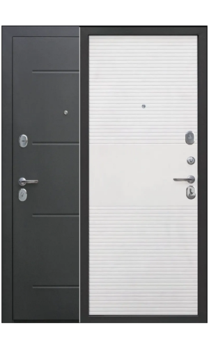 Входная металличская дверь град 10 белый ясень изнутри