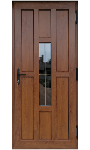 Входная ПВХ дверь "Лайн дуб" – стильная дверь с ламинацией под натуральное дерево и отличной теплоизоляцией.