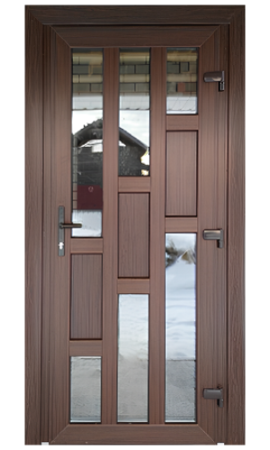 Входная ПВХ дверь "Ромб 2" – стильная и прочная дверь с геометрическим дизайном и отличной теплоизоляцией.