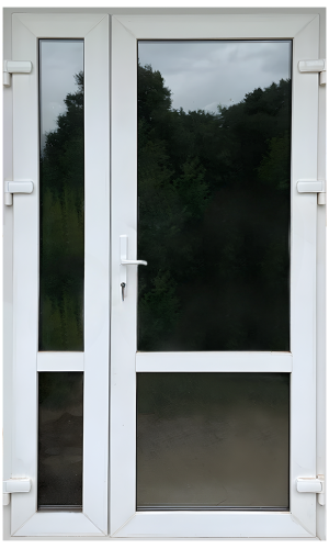 Двустворчатая дверь ПВХ "Дверной стандарт дабл" – удобная пластиковая входная дверь с двумя створками.