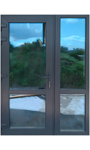 Двустворчатая ПВХ дверь антрацит – современная пластиковая входная дверь с двумя створками.