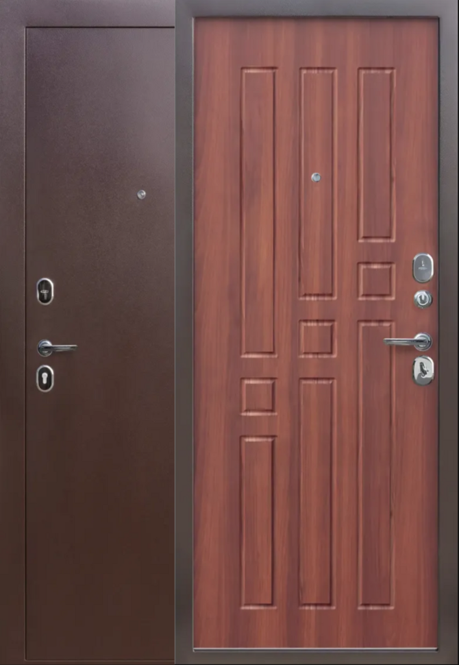 Входная металлическая "град 8" рустикальный дуб