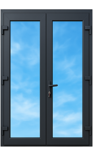 Входная двусторчатая пвх дверь "Фулпакет дабл"