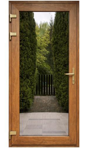 Фото входная ПВХ дверь "Фулпакет ПРО" золотой дуб